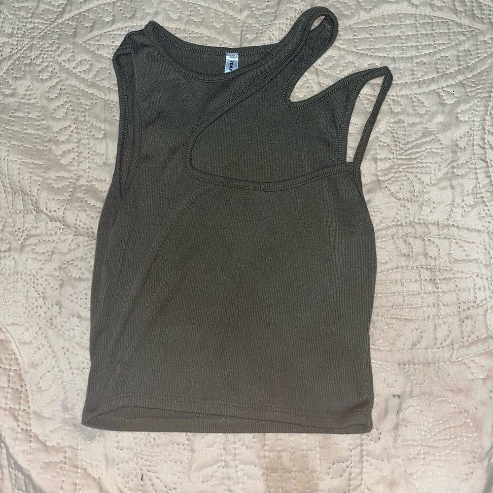 Army green crop top